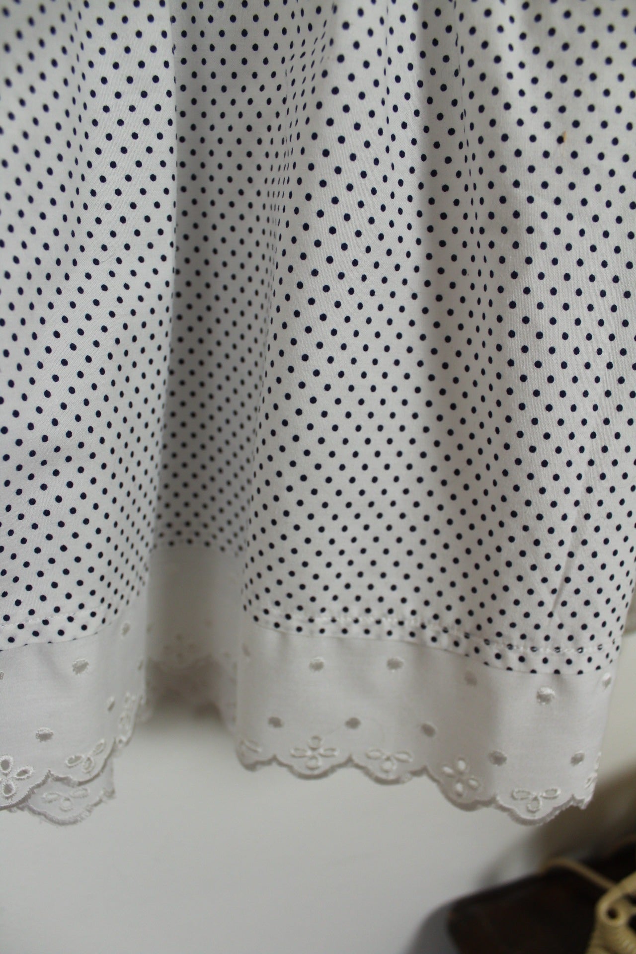 🌸🍒Robe courte/tunique vintage 90's à pois - dentelle en coton + Taille 42/44🍒🌸