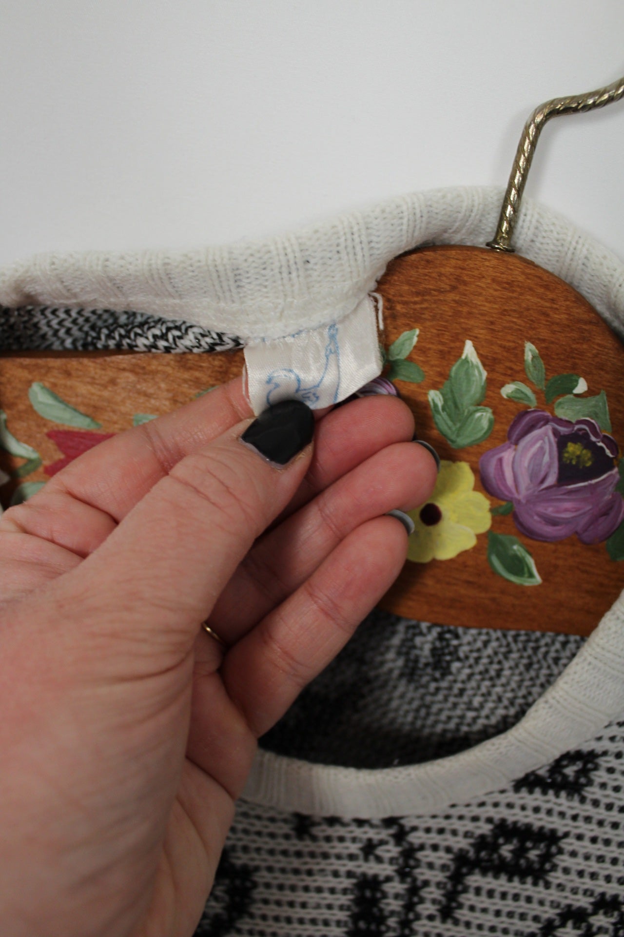 🌸🍒Pull vintage années 80 paisley graphique - noir et blanc - Taille 38 à 42🍒🌸