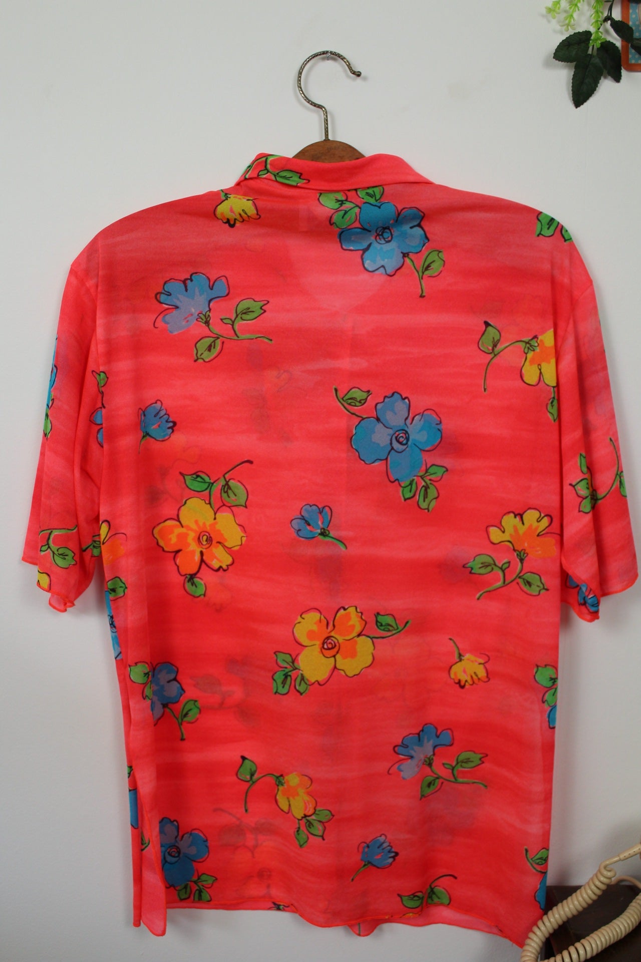 🌸🍒Chemise vintage 90's fleurs de Lys XXL tons chauds - Taille 38/40🍒🌸