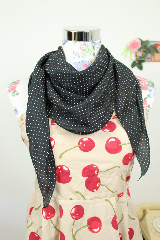 🌸🍒Foulard vintage 80/90's triangulaire pin-up/rockabilly à pois🍒🌸