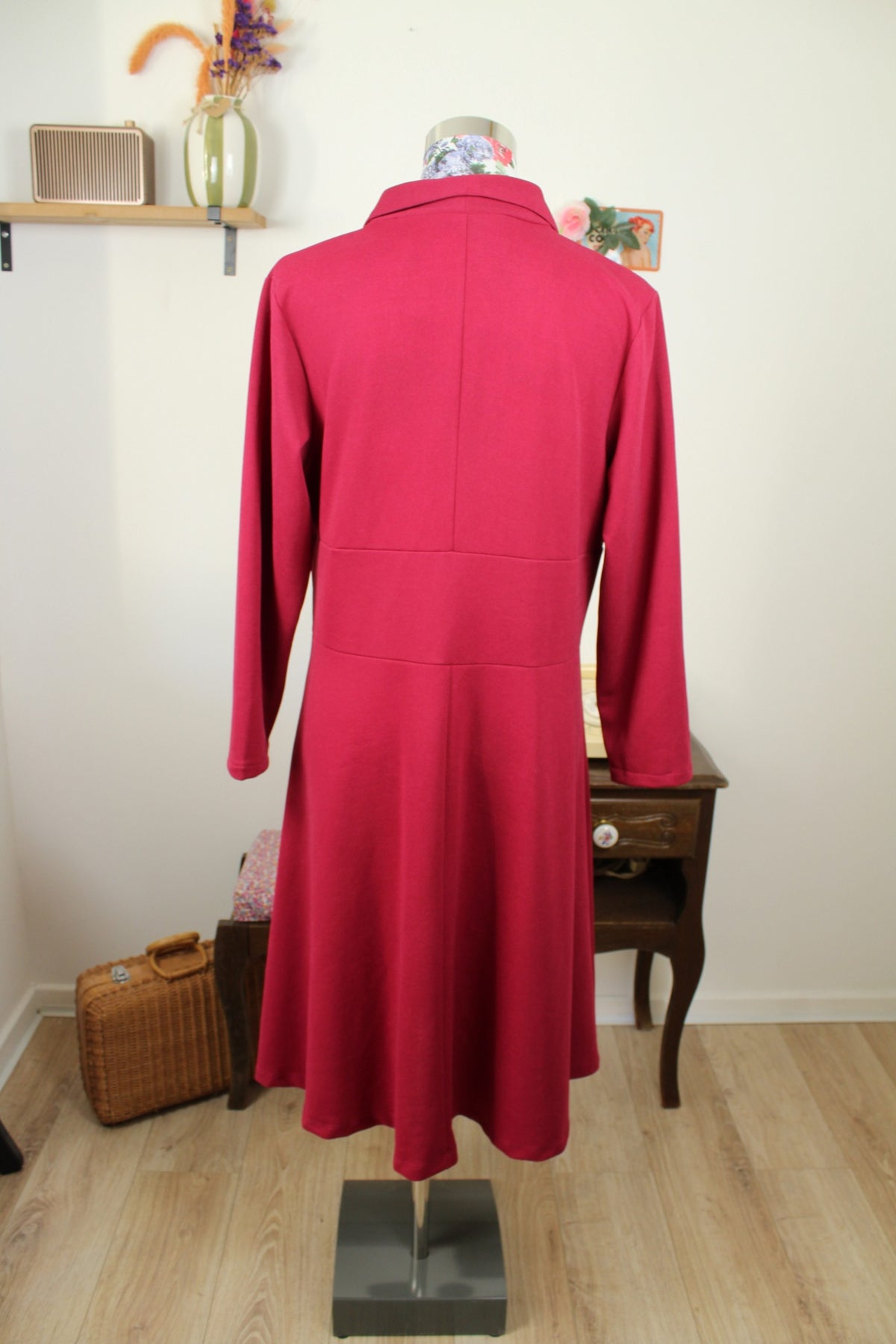 Robe pin-up années 80/90 bordeaux pourpre Sergio Di Fiori - Taille 40/42