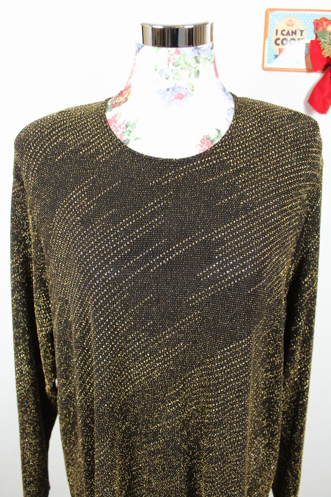 ✨Blouse noire vintage 90s Catwalk Paris - longue & pailletée dorée de soirée✨