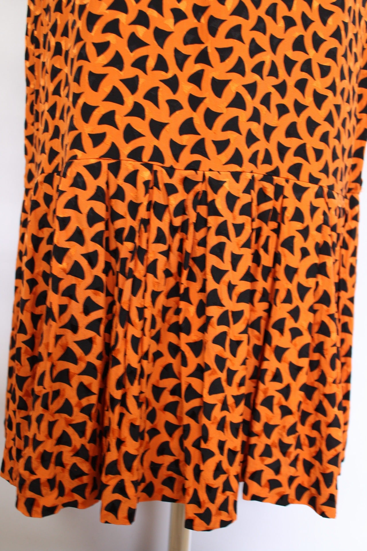 🌸Robe longue vintage 100% soie 70s - orange vif 🍒