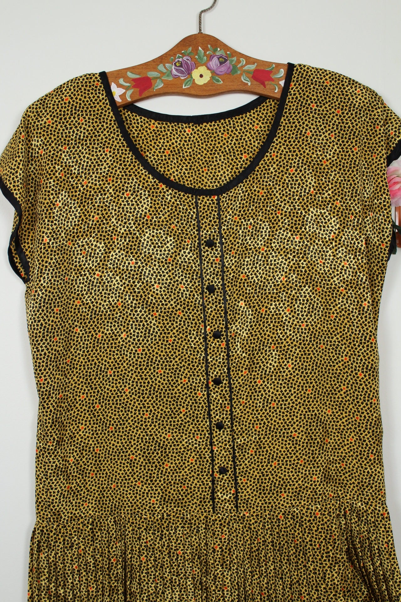 🌸🍒Robe vintage 80's petites fleurs & fleurs satinées jacquard - T.40/42🍒🌸
