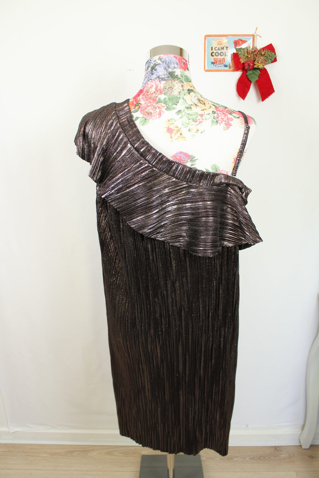 ✨Robe de soirée plissée bronze asymétrique - Promod✨