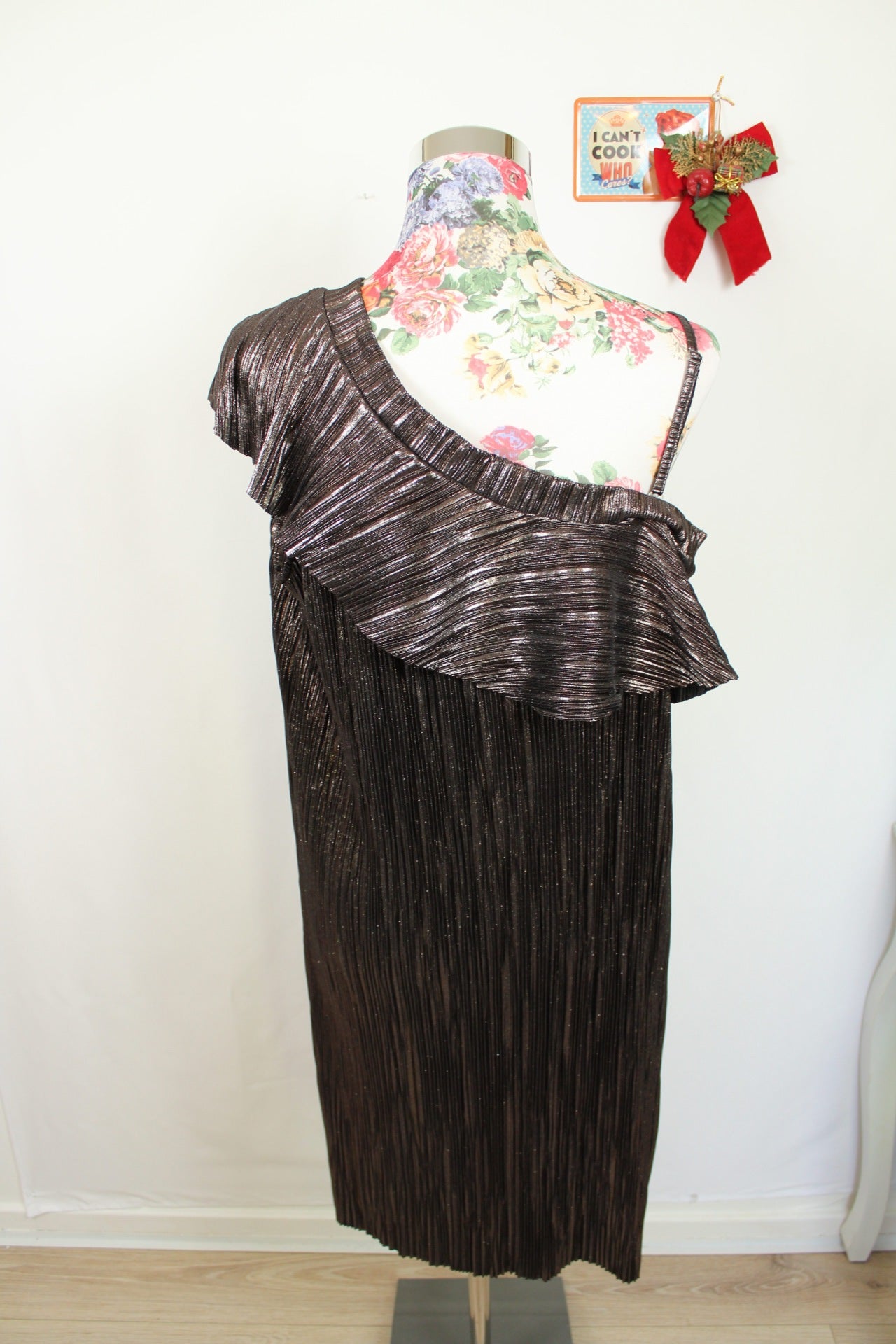 ✨Robe de soirée plissée bronze asymétrique - Promod✨