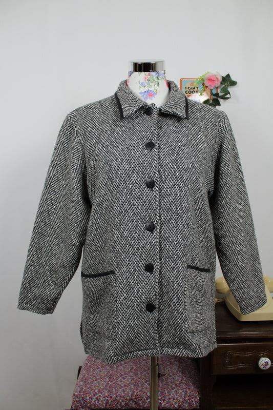 🍒🌸Manteau vintage 90's Daxon en laine chevron intemporel - Taille 38/40🌸🍒