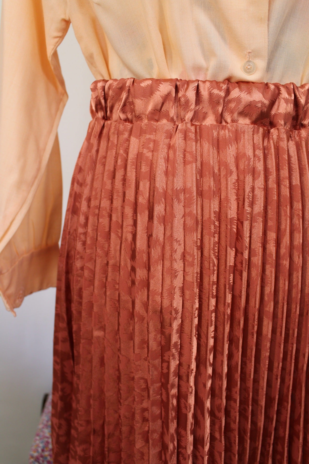 🌸🍒Jupe léopard vintage 90's plissée made in Italy - terracotta & satinée - Taille 36/38🍒🌸🌸