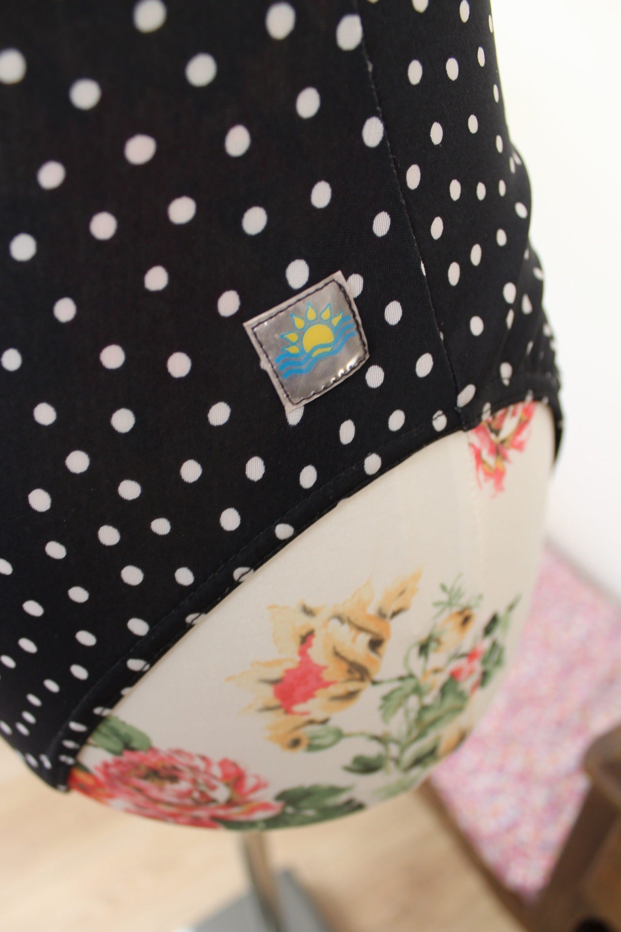 🌸🍒Maillot de bain vintage 80/90's noir & pois style pin-up - Taille 36🍒🌸