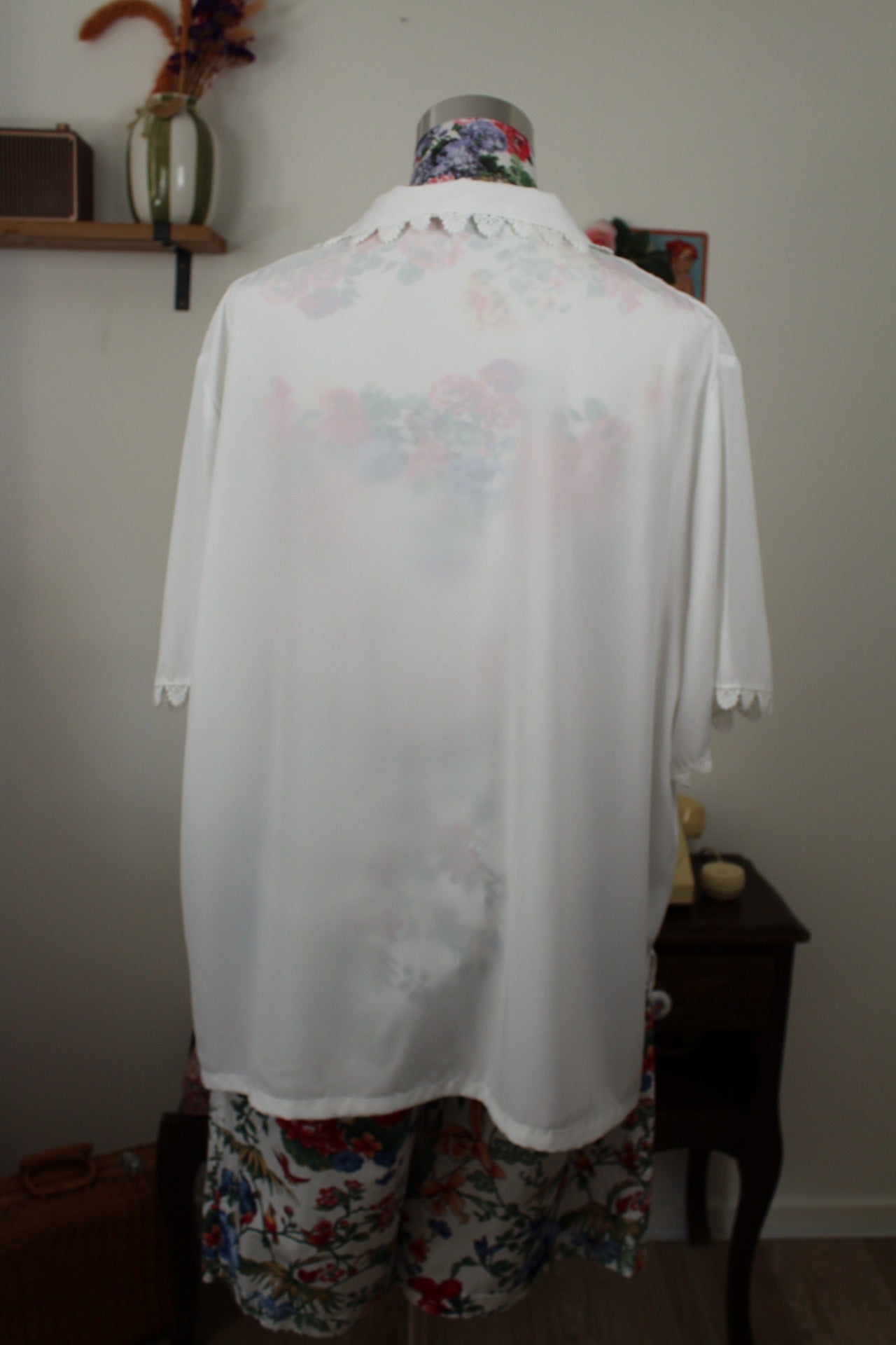 🌸🍒Chemise blanche vintage années 90 col brodé - Taille 48/50🍒🌸