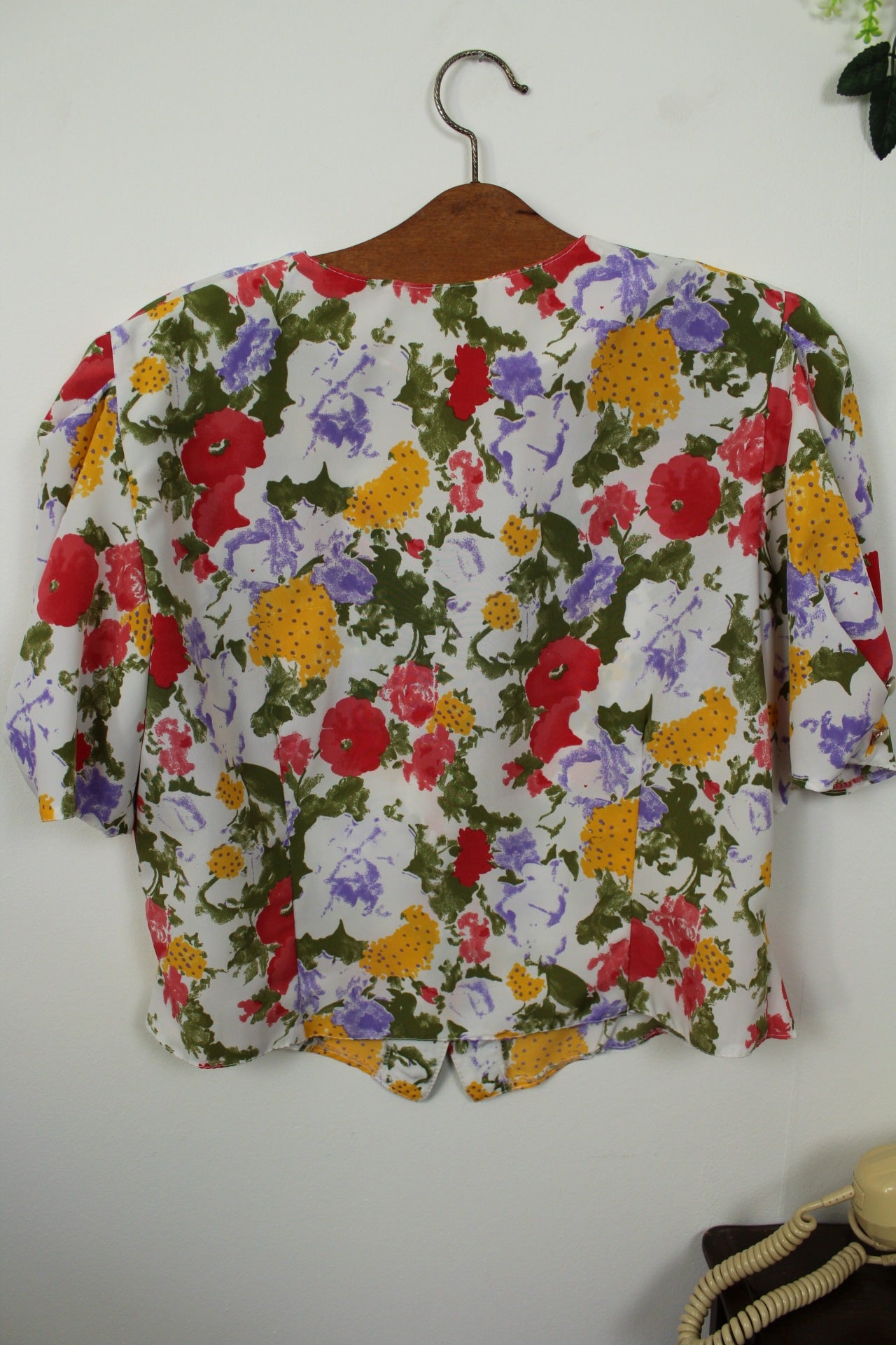 🌸🍒Blouse vintage 80's fleurie aquarelle & boutons bijoux nacrés - Taille 40/42🍒🌸