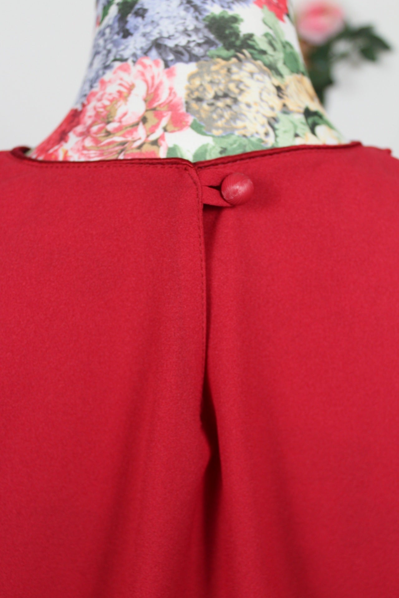 🌸🍒Blouse vintage 90's rouge romantique & broderies fleuries - Taille 40/42🍒🌸