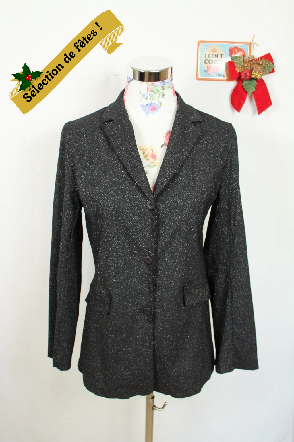 ✨Blazer noir pailleté - N.Y by MLD - made in France chic fêtes✨