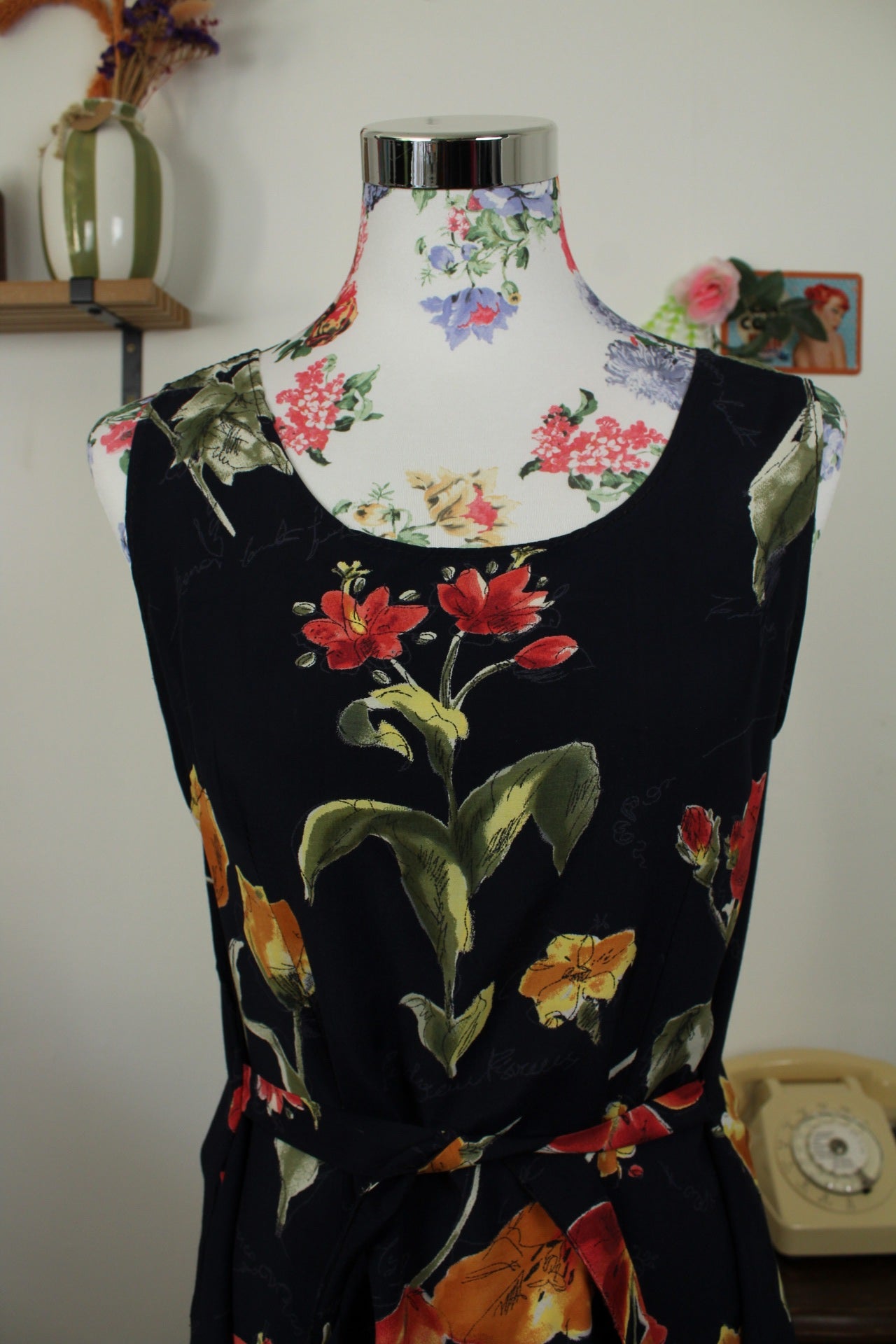 🌸🍒Robe vintage 90's summer vibes - fleurie & phrases romantiques - Taille 38/40🍒🌸