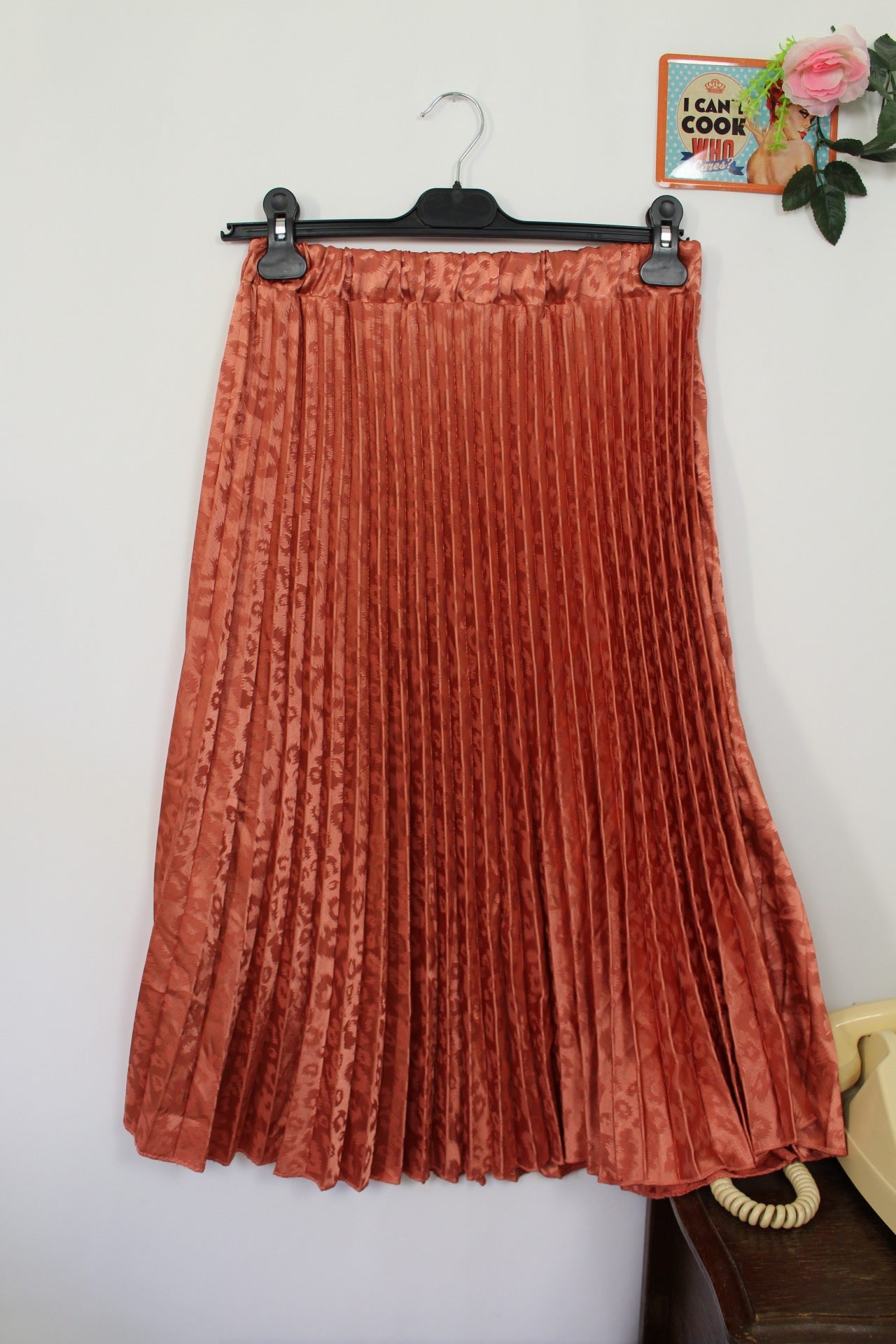 🌸🍒Jupe léopard vintage 90's plissée made in Italy - terracotta & satinée - Taille 36/38🍒🌸🌸