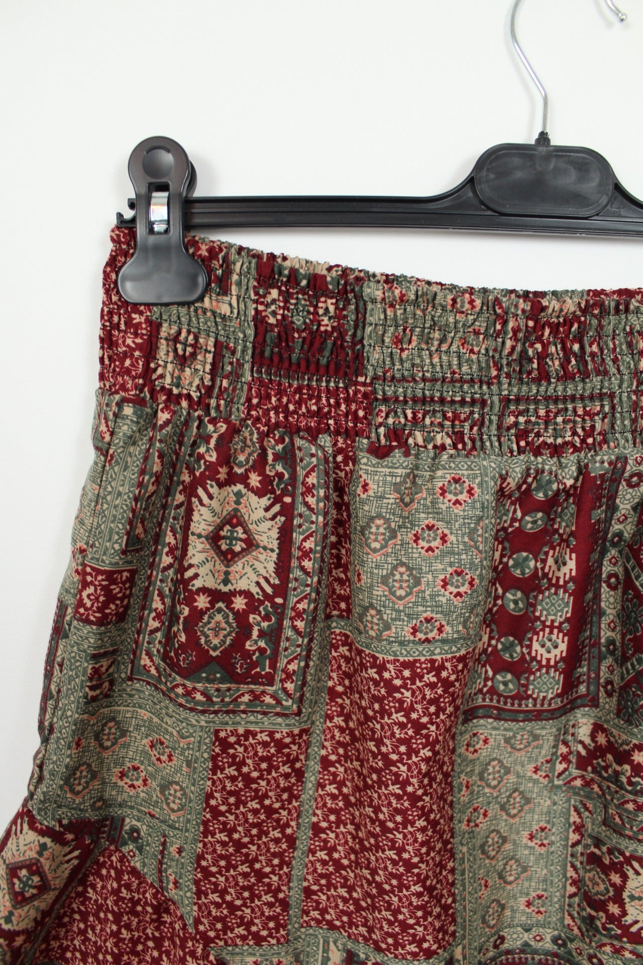 🌸🍒Jupe Agathe Velmont volantée motifs géométriques & fleurs style bohème - Taille 40/42🍒🌸