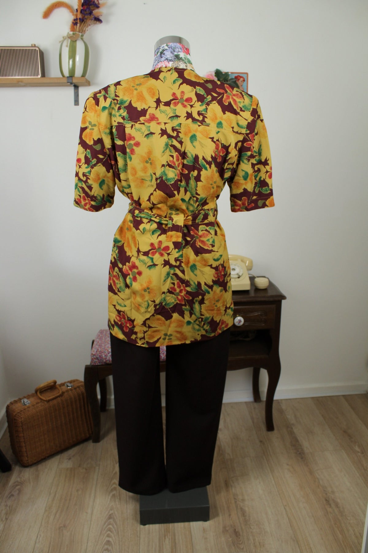Blouse veste vintage années 80 fleurs d'automne - Betty Barclay Taille 40